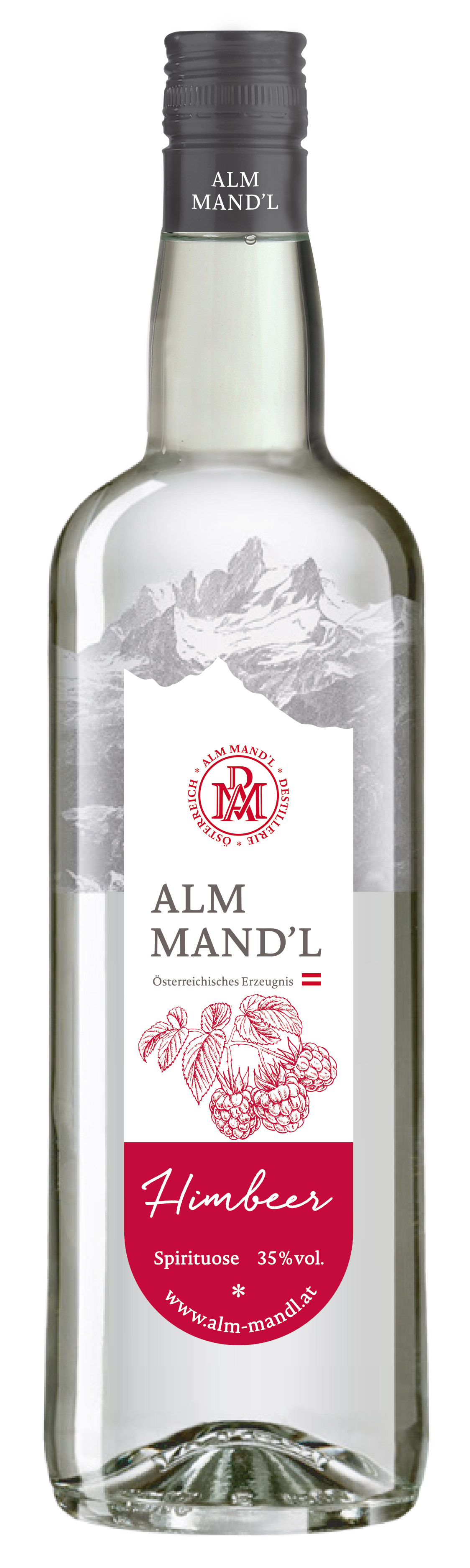 Alm Mand‘l Himbeer Schnaps, 1 l Alm Mand‘l Himbeer Schnaps, 1 l