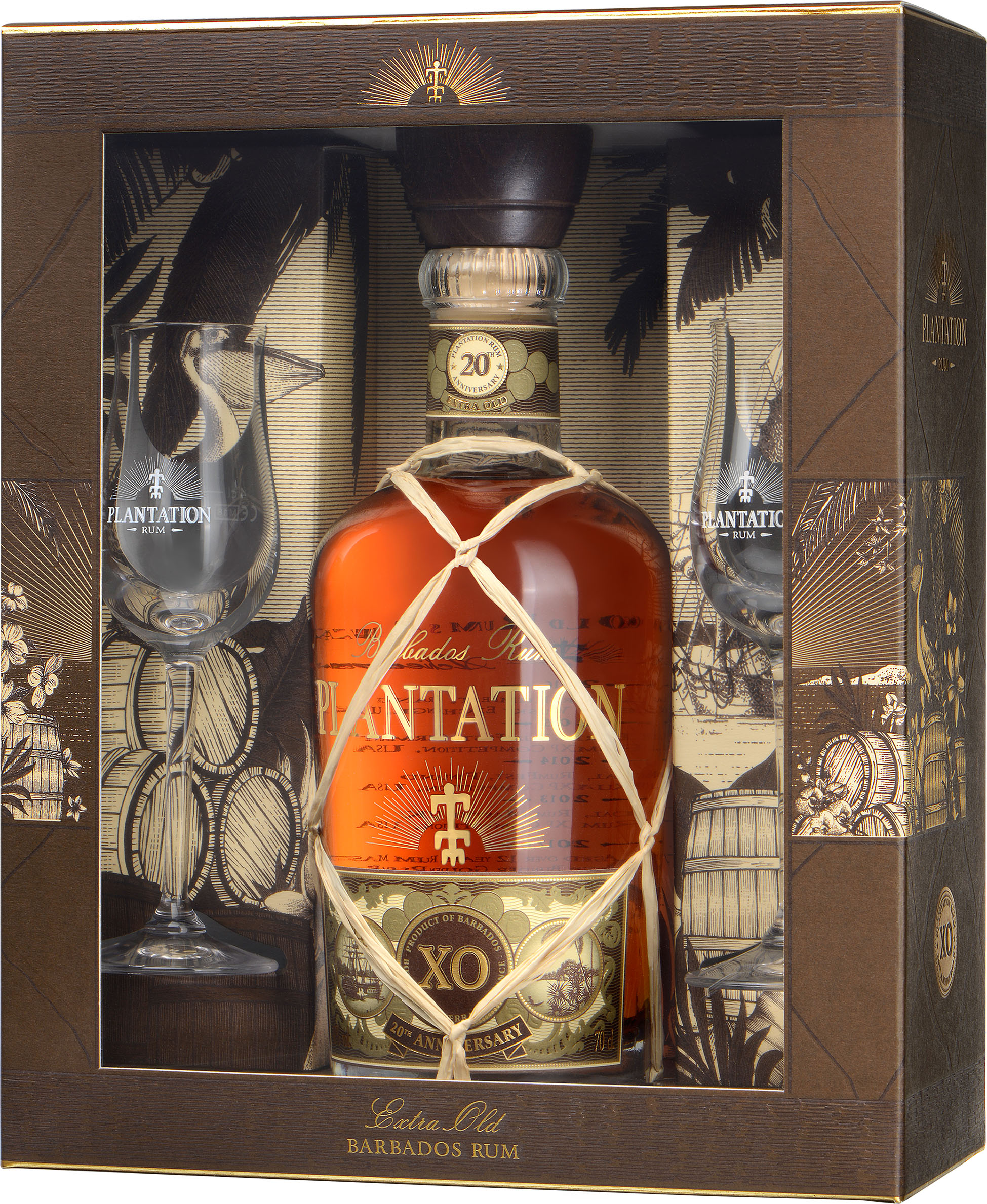55712625_Plantation-Rum-Barbados-Extra-Old-20th-Anniversary-0-7-i Plantation Rum Barbados XO mit 2 Gläsern