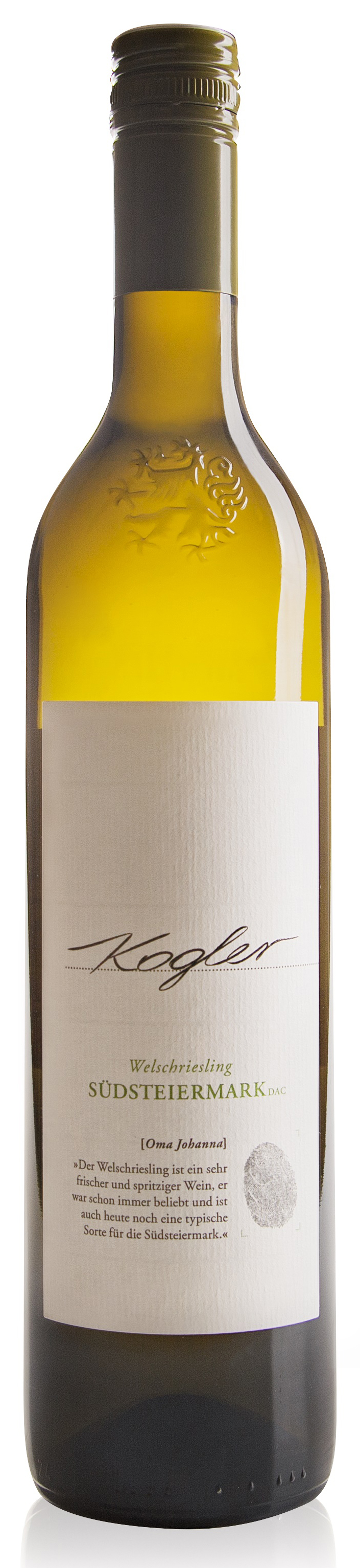 Welschriesling, Weingut Kogler, Leutschach, 0,75 lt. Welschriesling, Weingut Kogler, Leutschach, 0,75 lt.
